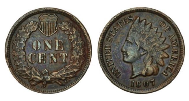 1907 Indian Head penny repunched date FS-301 comparison showing normal date versus doubled base impression in denticles