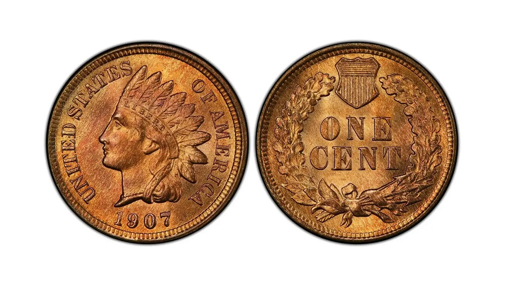 1907 Indian Head penny doubled die obverse error showing visible doubling on LIBERTY lettering and date numerals