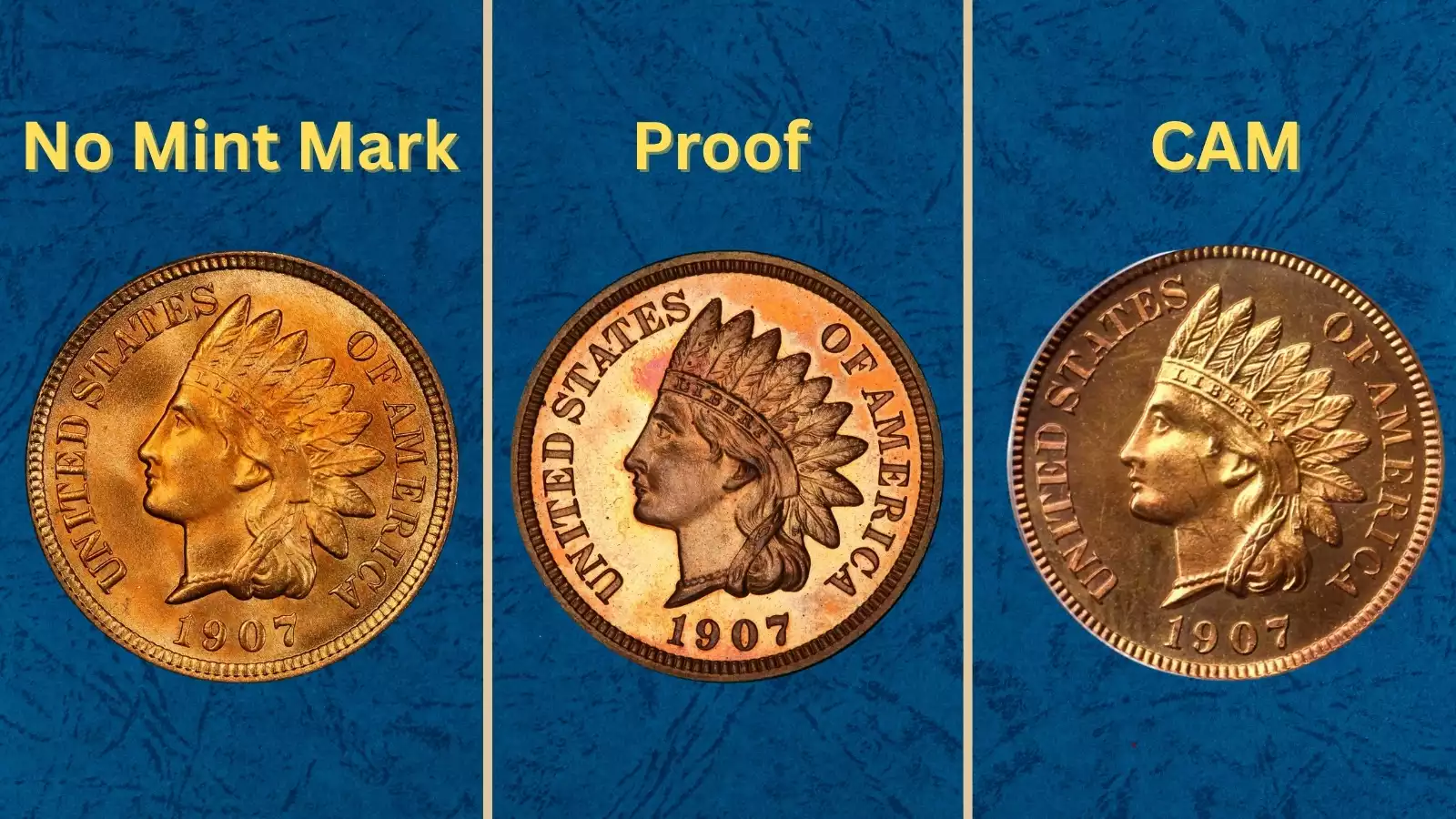 Philadelphia Mint circa 1907 or group of 1907 Indian Head penny specimens showing the range from worn to uncirculated condition